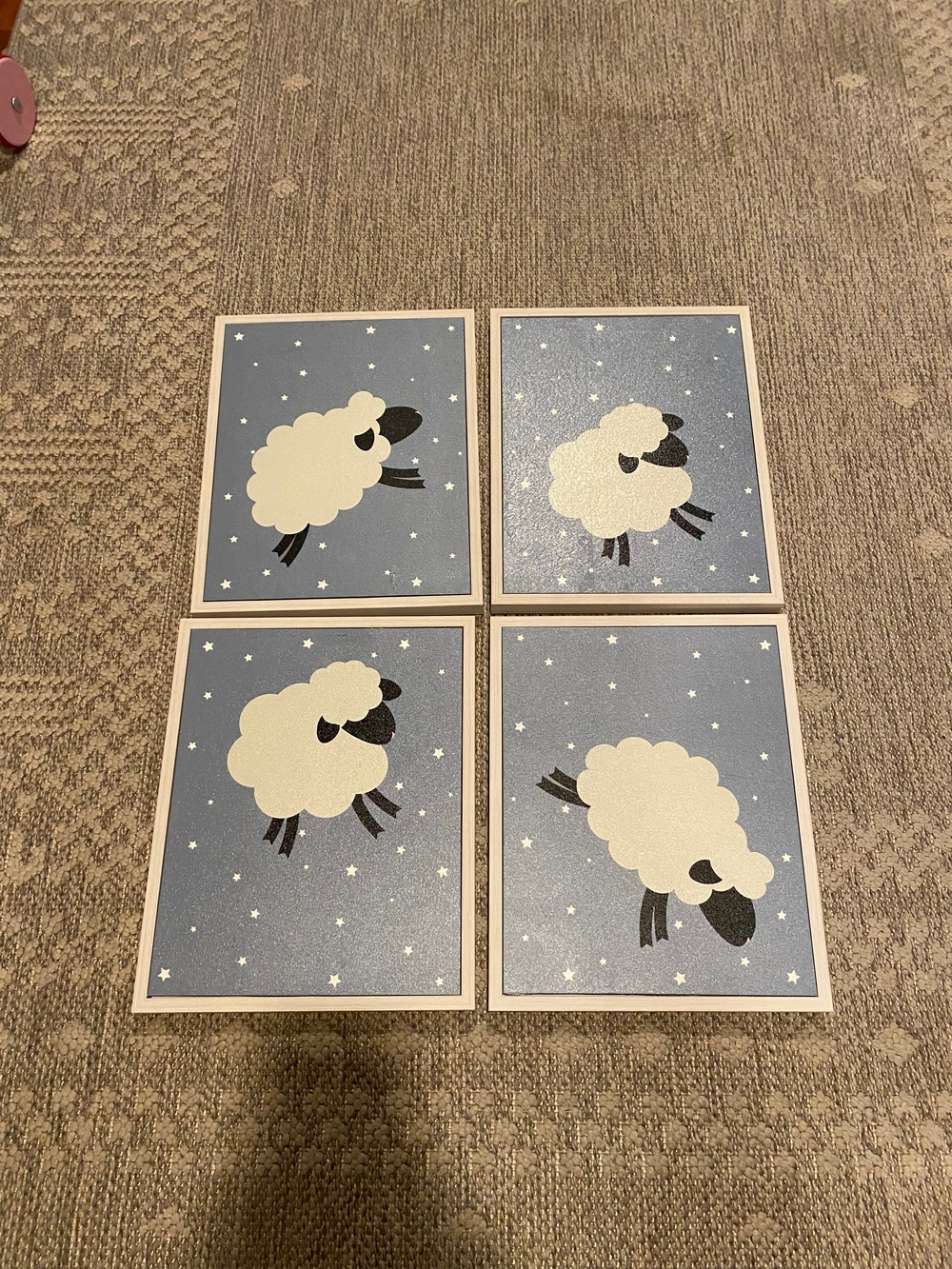Counting Sheep Framed Wall Art Set of 4 Nursery Farmhouse Decor